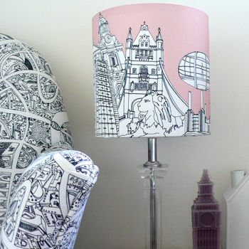 London Hand Drawn Lampshade Pink, 5 of 8