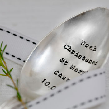 Personalised Silver Plate Christening Dessert Spoon, 2 of 3
