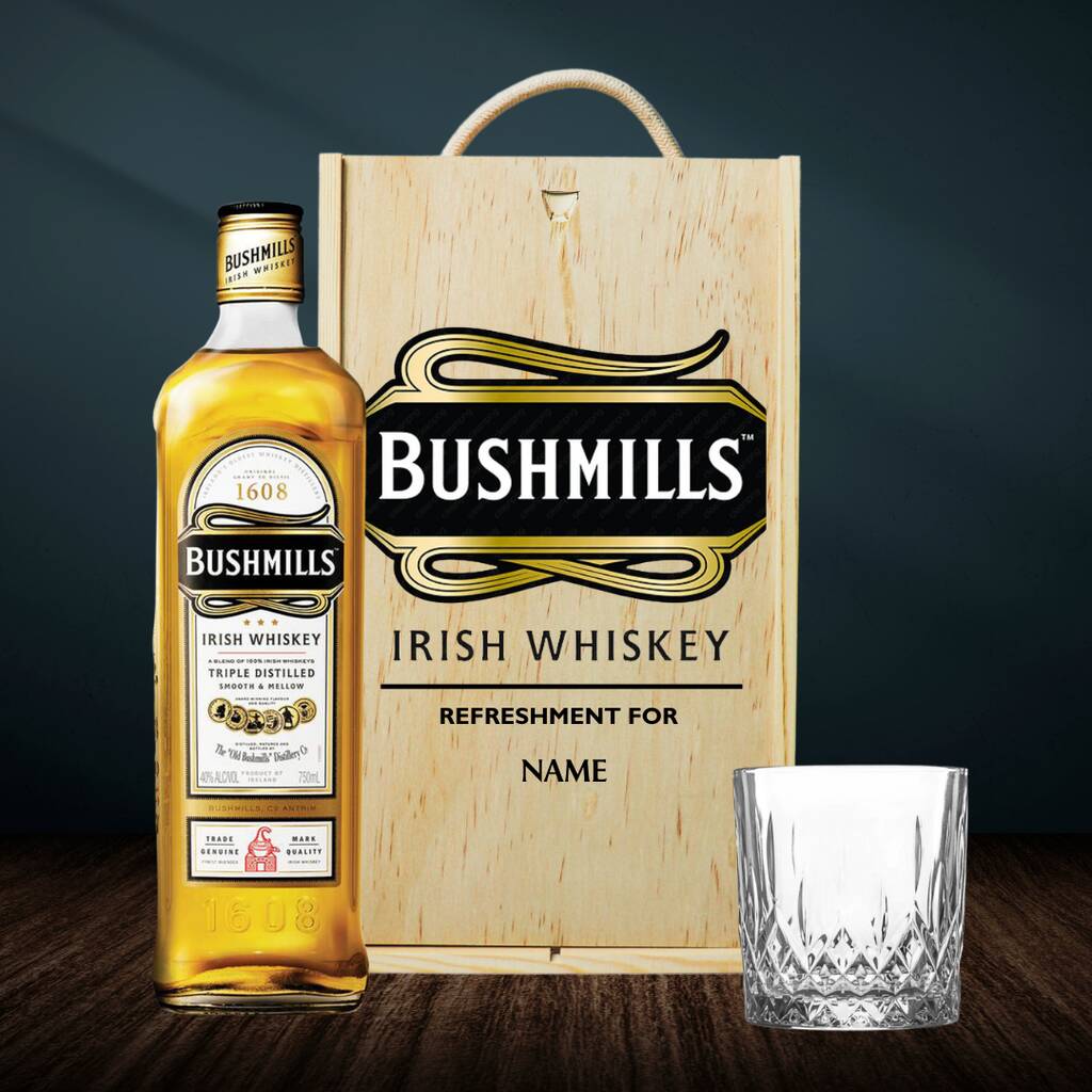 Personalised Bushmills Irish Whiskey Gift Set – Premium Irish Whiskey Custom Gift For Him Or Her, 1 of 3