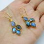 Labradorite Gold Earrings: Sterling Silver Dangle Drop, thumbnail 6 of 6