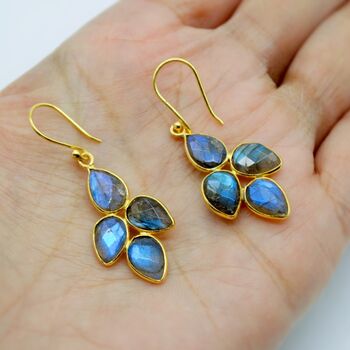 Labradorite Gold Earrings: Sterling Silver Dangle Drop, 6 of 6