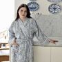 Block Printed Blue Cornflower Cotton Dressing Gown, thumbnail 3 of 4