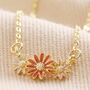 Triple Enamel Flower Pendant Necklace In Gold Plating, thumbnail 2 of 6