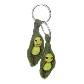 Handmade Felt Peas In A Pod Keyring Set Of Two, 3 of 4