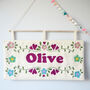 Floral Personalised Wall Hanging For Baby's Nursery, thumbnail 1 of 6