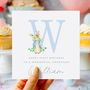Flopsy Bunny Pink Initial Birthday Card *Fully Personalised, thumbnail 2 of 2