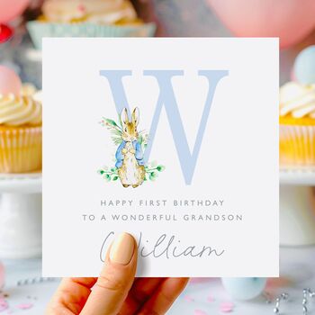 Flopsy Bunny Pink Initial Birthday Card *Fully Personalised, 2 of 2