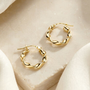 9ct Twisted Gold Organic Hoop Earrings, 3 of 3