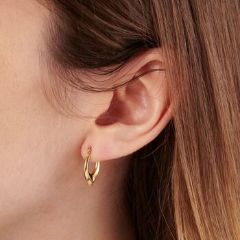 Pointed 9ct Gold Creole Earrings, 3 of 5