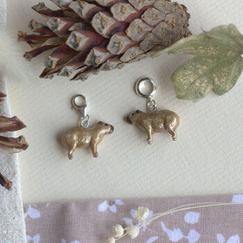Enamelled Sterling Silver Capybara Charm, 2 of 6