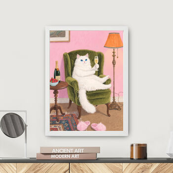 Your Own Cat Sipping Champagne Wall Art Print, 3 of 5