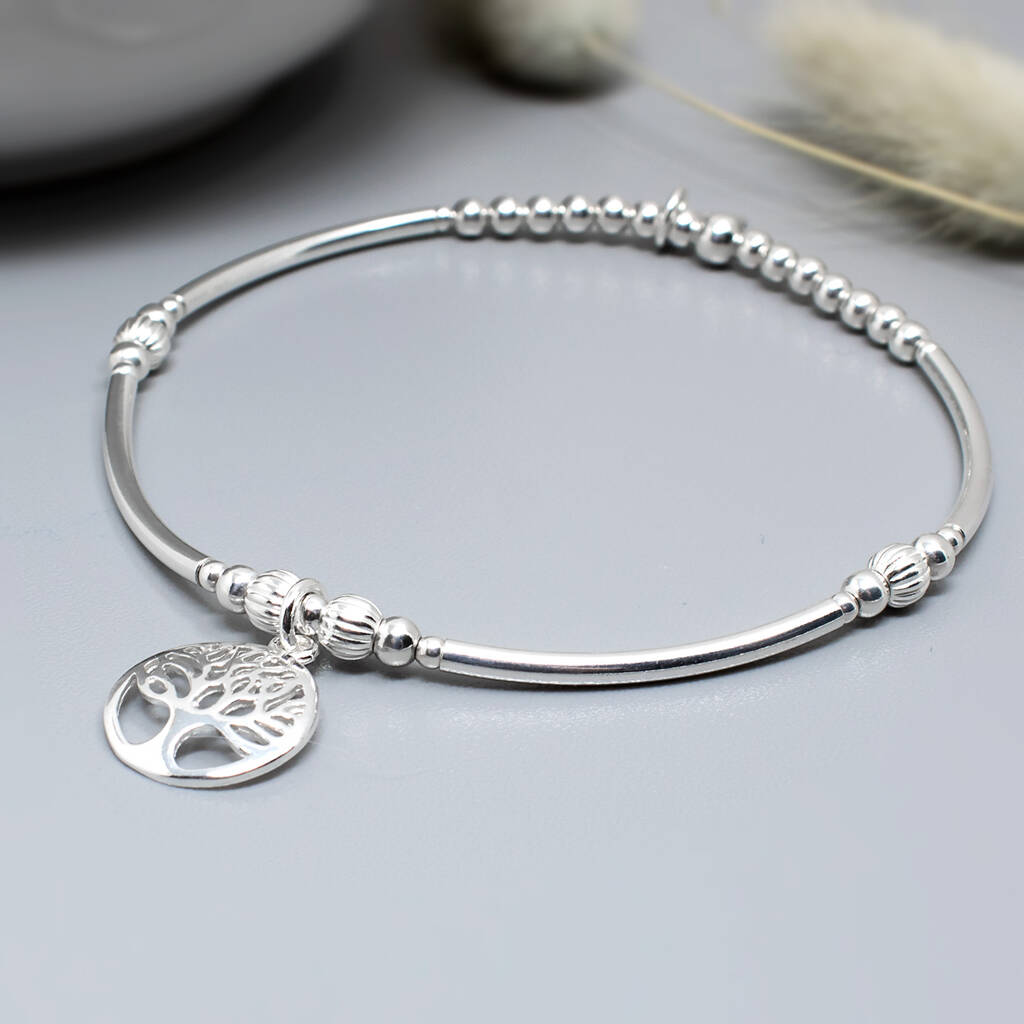 Tree Of Life Sterling Silver Beaded Bracelet, 1 of 5