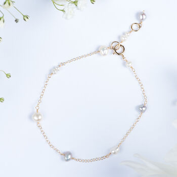 Dainty Freshwater Pearls Chain Bracelet, 4 of 8