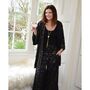 Black And Gold Small Geo Print Viscose Long Summer Jacket, thumbnail 2 of 5