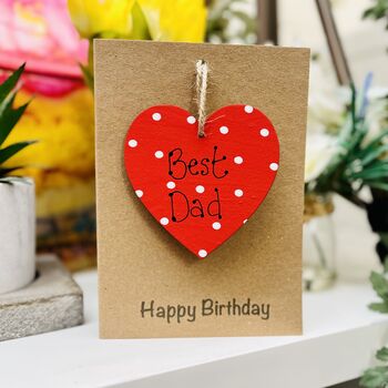 Personalised Dad's Birthday Card Wooden Heart, 2 of 5