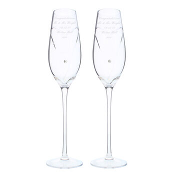 Personalised Hand Cut Heart Swarovski Champagne Flutes, 7 of 7