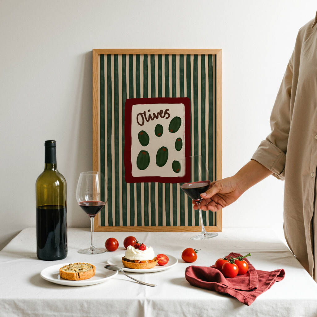 Olives Striped Kitchen Wall Art Print, 1 of 8