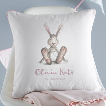 Personalised New Baby Bunny Cushion, 2 of 9