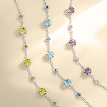 Blue Sapphire And Blue Topaz Bracelet In Sterling Silver And Gold Vermeil, 4 of 11