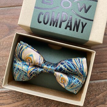 Liberty Silk Bow Tie In Peacock Feathers, 2 of 4