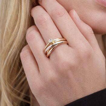 Solid Gold Russian Interlinked Trinity Wedding Ring – 2mm, 2 of 5