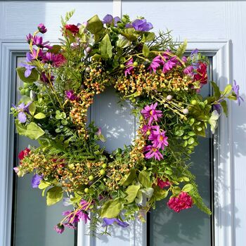 Large Colourful Summertime Floral Wreath, 4 of 8