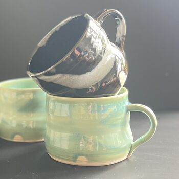 Abstract Splash Medium 300ml Coffee Mug In Cream, Black Or Turquoise, 5 of 12