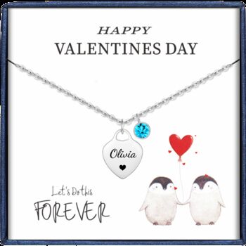 Personalised Name Heart Pendant Necklace With Birthstone Symbol, 5 of 8