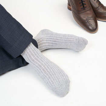 Chord Blue And Recycled Ribbed Grey Men's Socks Bundle, 5 of 5