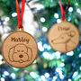Dog Christmas Decoration Bauble Wooden Personalised, thumbnail 2 of 12