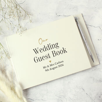 Personalised Black And Gold Guestbook For Wedding, 2 of 5