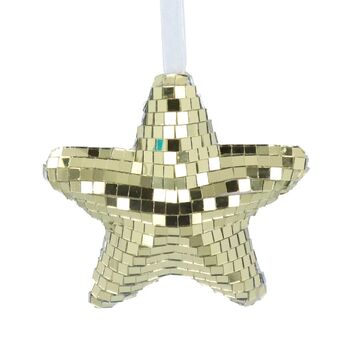 Gold Disco Star Christmas Tree Decoration, 2 of 3