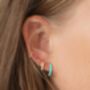 18 K Gold Plated Opal Huggie Hoop Earrings, thumbnail 3 of 10