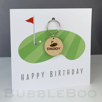 Personalised Golfers Keepsake Keyring Birthday Card, 3 of 8