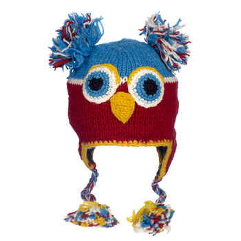 Colourful Owl Hand Knitted Woollen Animal Hat, 4 of 5