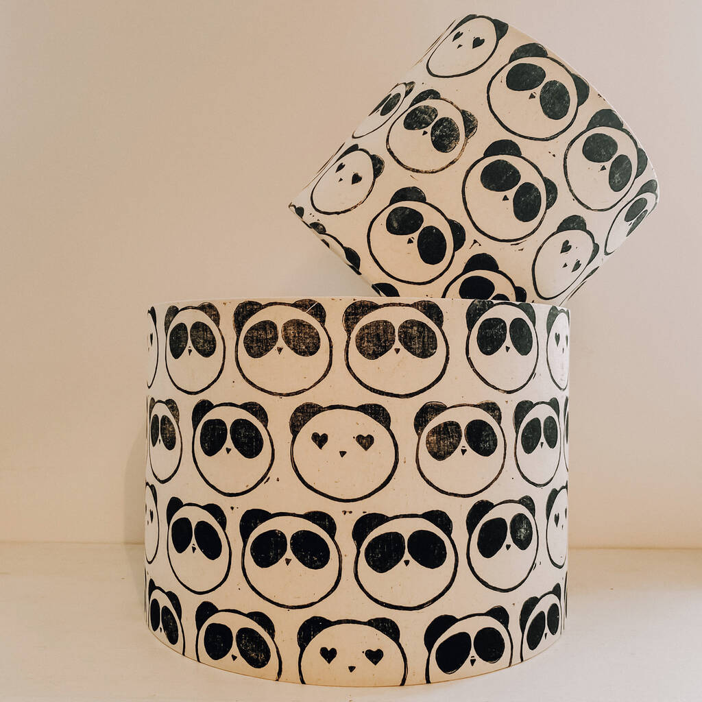 Panda Lino Block Printed Lampshade, 1 of 4