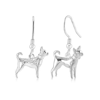 Sterling Silver Chihuahua 3D Earrings, 2 of 5