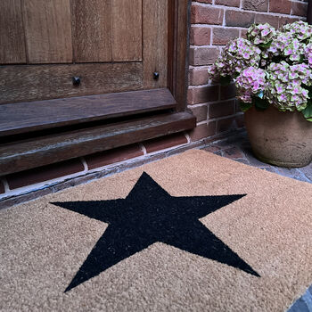 Large Charcoal Star Coir Doormat, 5 of 7