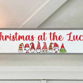 Personalised Grey And White Gonk Christmas Sign Family Gift, 2 of 5