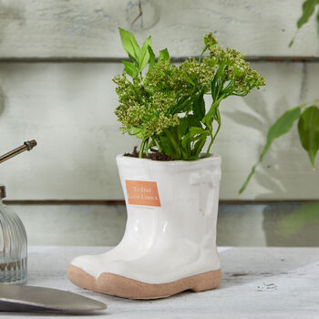Father's Day Small White Personalised Welly Planter Gift, 2 of 4