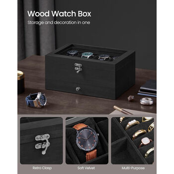Eight Slots Solid Wooden Watch Case Box With Pillows, 6 of 8