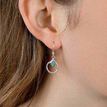 Molten Sterling Silver Blue Fire Opal Drop Earrings, 3 of 7
