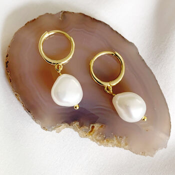 Huggie Freshwater Pearl Earrings, 3 of 6