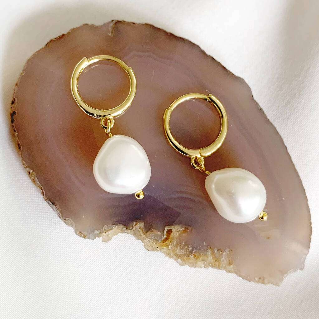 Huggie Freshwater Pearl Earrings By Donna Crain