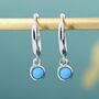Sterling Silver Hoops With Tiny Dangling 3mm Turquoise, thumbnail 1 of 12