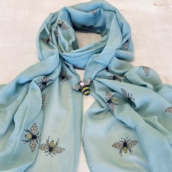Glitter Bee Scarf And Sparkle Bee Brooch Set, 2 of 6