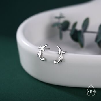 Sterling Silver Tiny Baroque Swirl Stud Earrings, 3 of 11