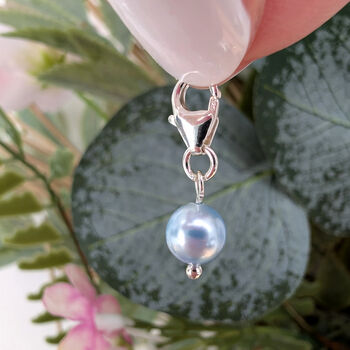 Sterling Silver Something Blue Pearl Bridal Charm, 2 of 7