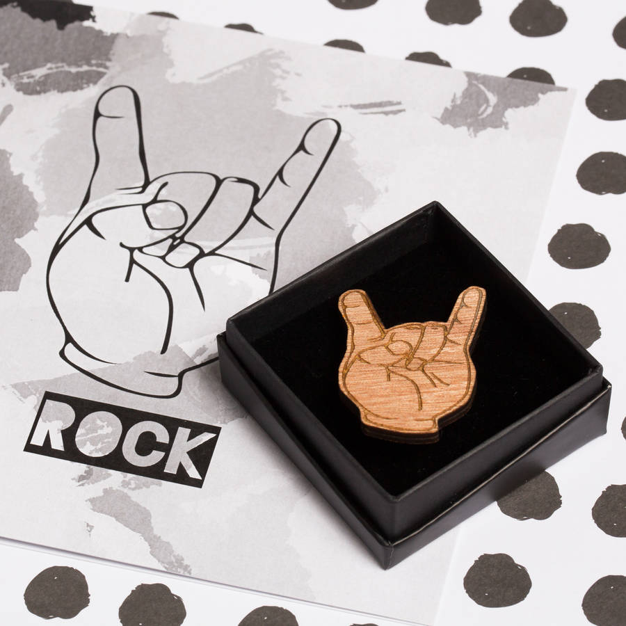 Fist Of Rock Pin And Card Gift For Music Lovers, 1 of 3