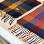 Men's Multicoloured Checked Monogrammed Scarf, thumbnail 3 of 7